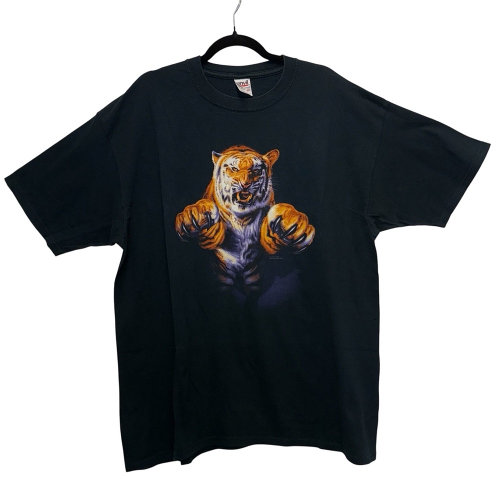 Vintage Humanitees Tiger Jumping Through Shirt Graphic T-Shirt Size 2X